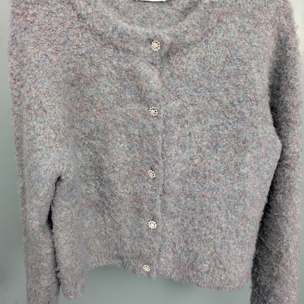Ricki's Soft Textured Cardigan - Light Blue And Gray